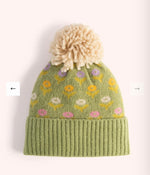 WIL8 WILLOW DITSY FLOWER POMPOM HAT, SAGE