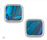 Blue Paua Shell Square Stud Earrings