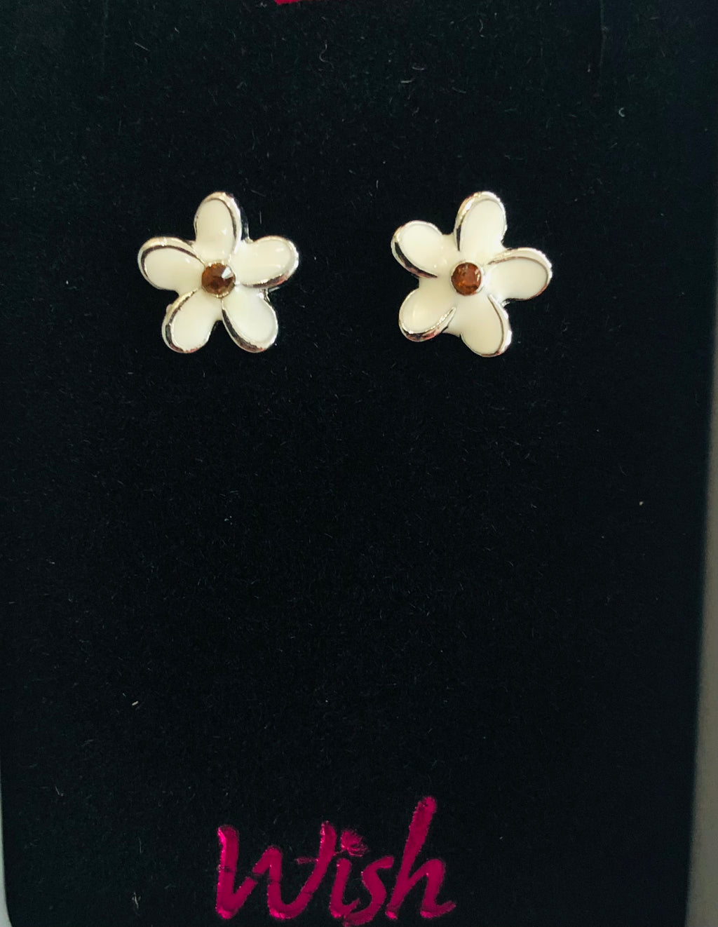 White Flower Stud Earrings