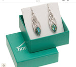 Tj582 Paua Shell Long Celtic Hook Earrings