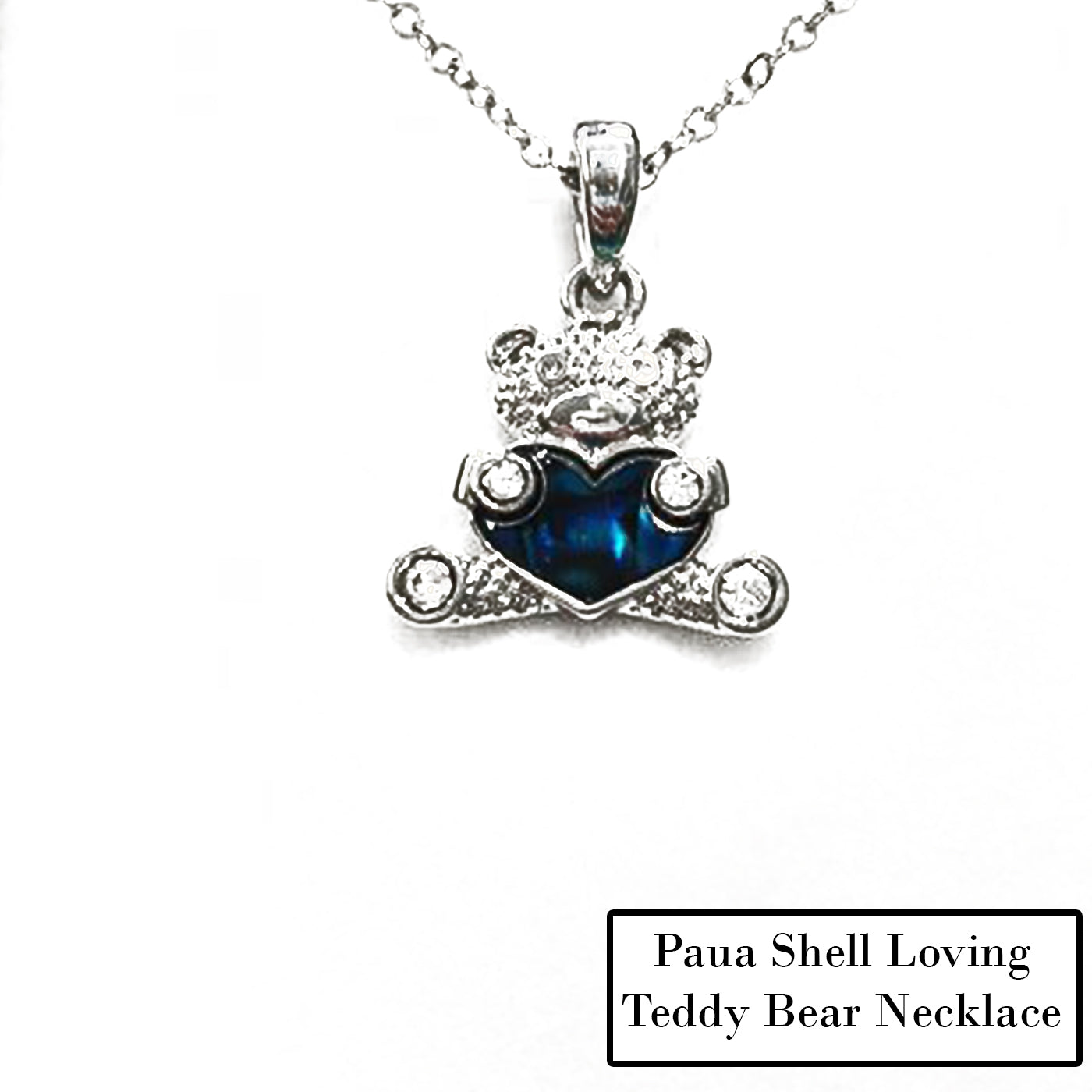 Paua Shell Loving Teddy Bear Necklace