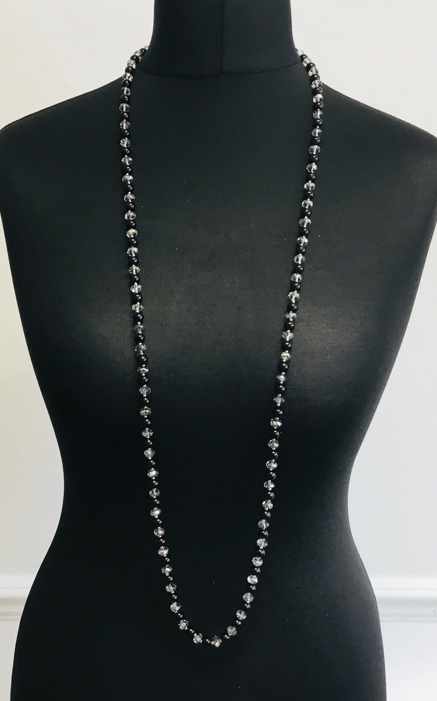 Crystal and Black Bead Necklace.