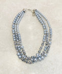 3 Strand Pearl and Crystal Choker Necklace