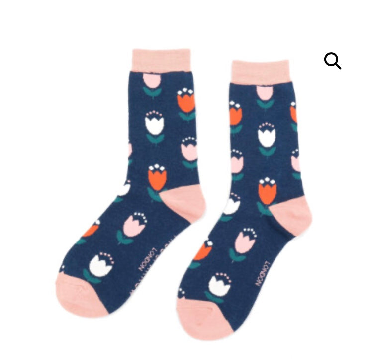 Tulips Socks Navy