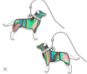 Tj851 Paua Shell Labrador Earrings