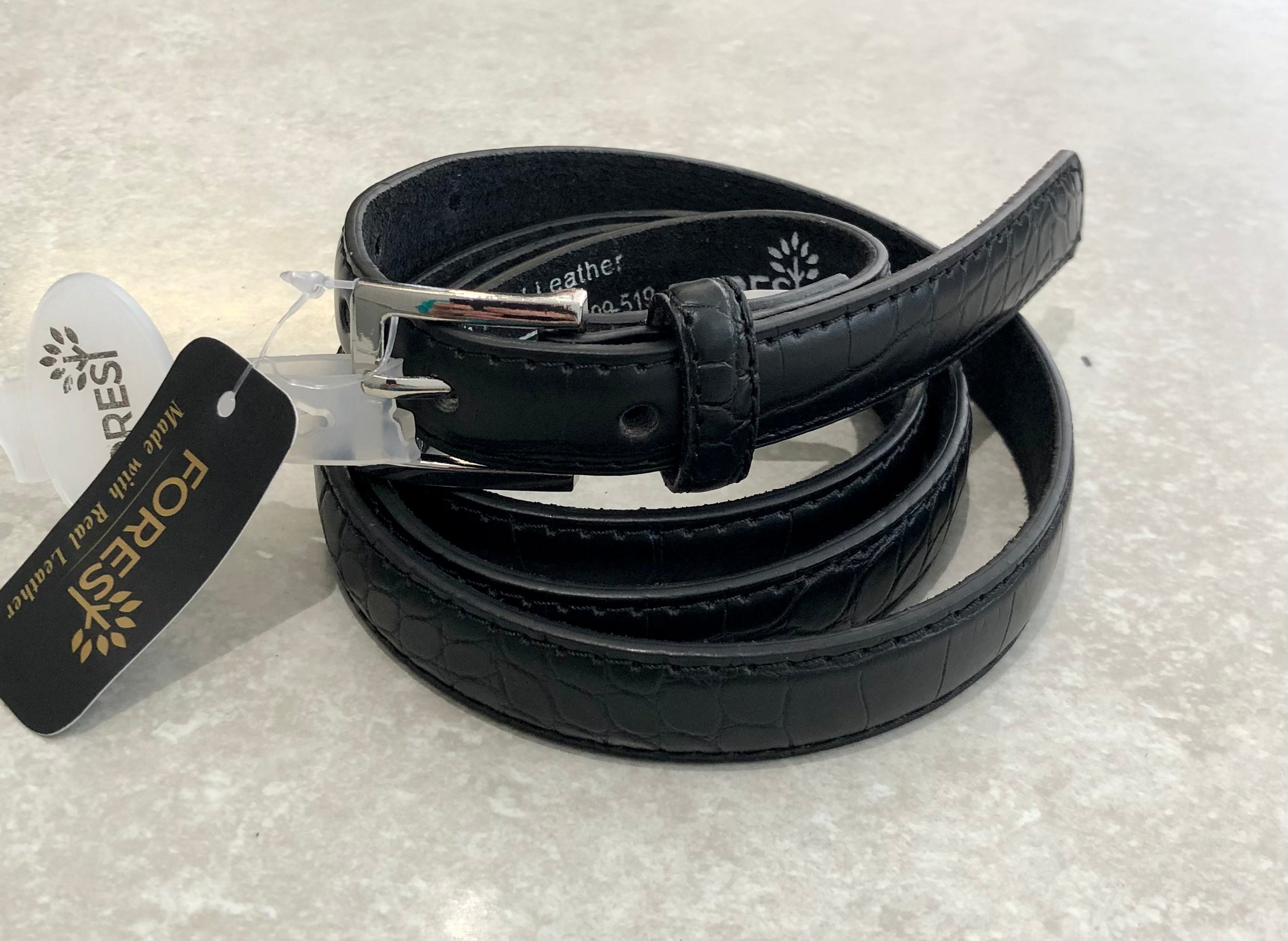 LB09 Slim black Belt Snake Finish 1.8 cm wide