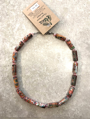 Paper Embossed Bead Necklace