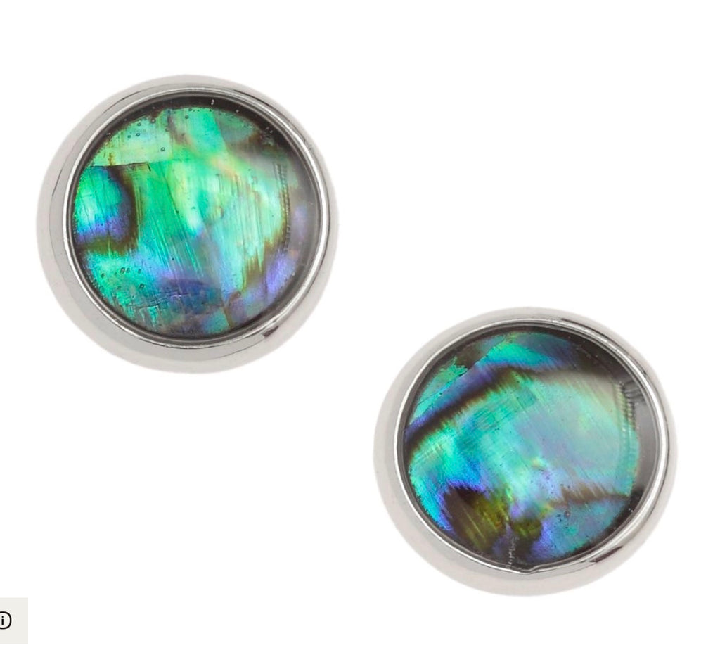 Tj274 Paua Shell Round Stud Earrings