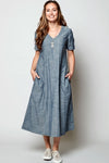 Midi Short Sleeve Chambray Dress