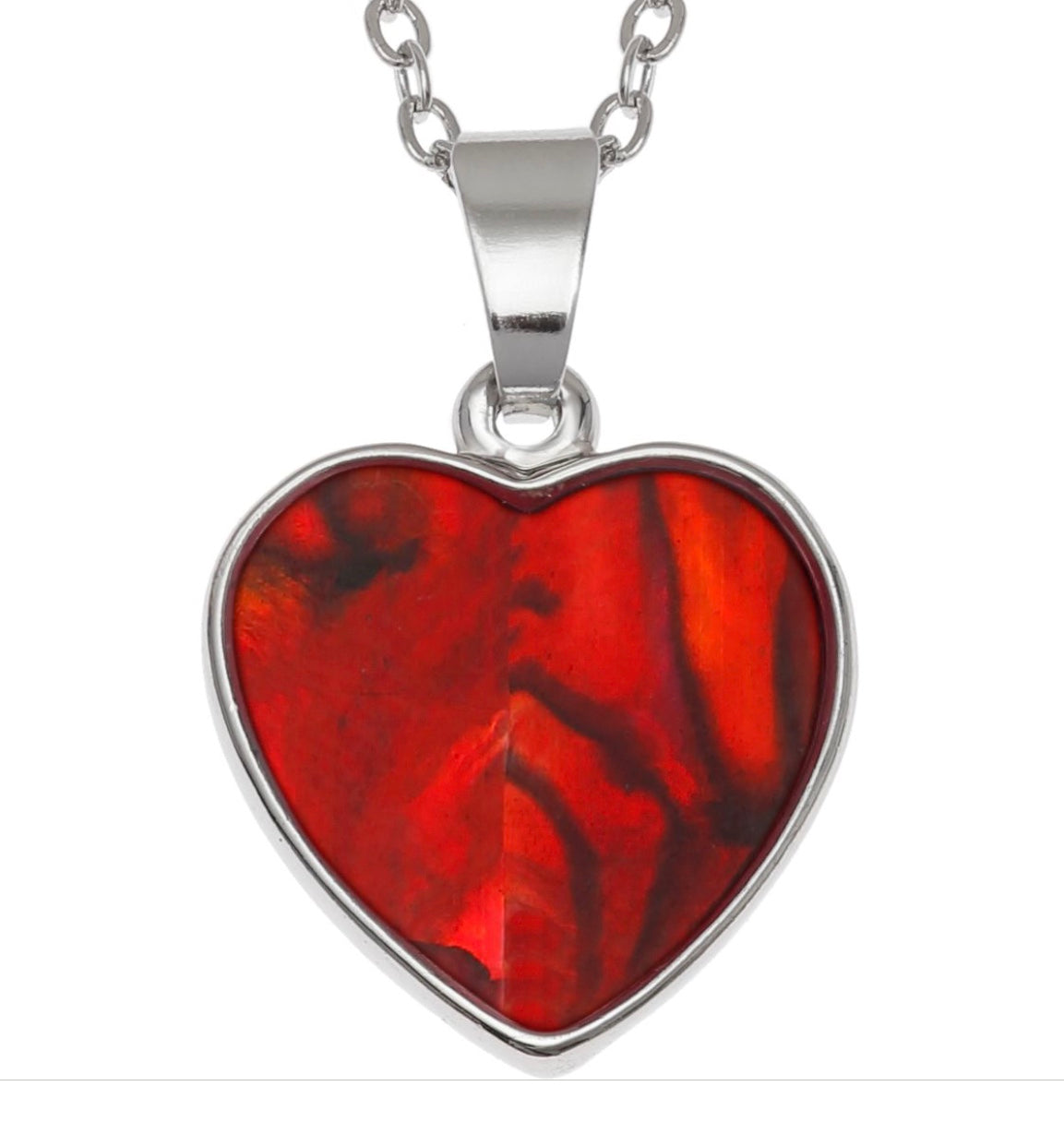 Red Paua Shell Heart Necklace