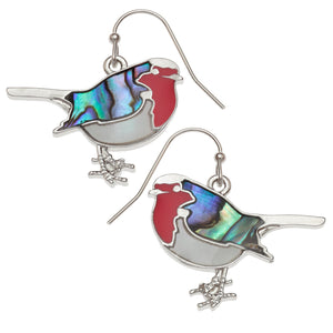 Paua and Mother of Pearl Robin Earrings