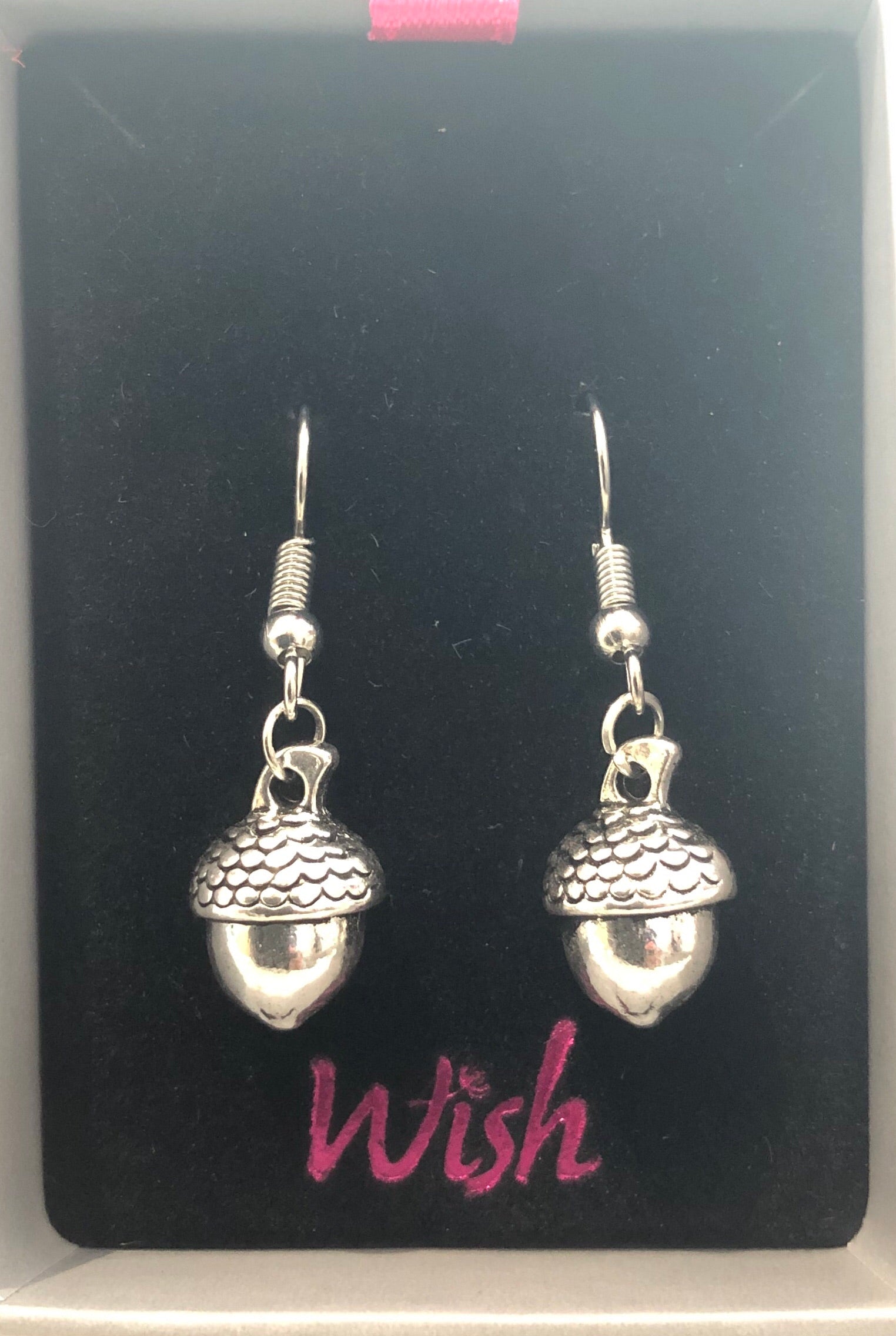 Silver Acorn Hook Earrings