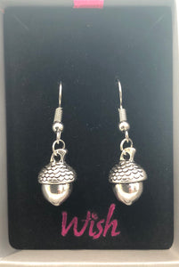 Silver Acorn Hook Earrings