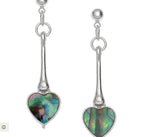 Tj691 Paua Shell Long Heart Stud Earrings