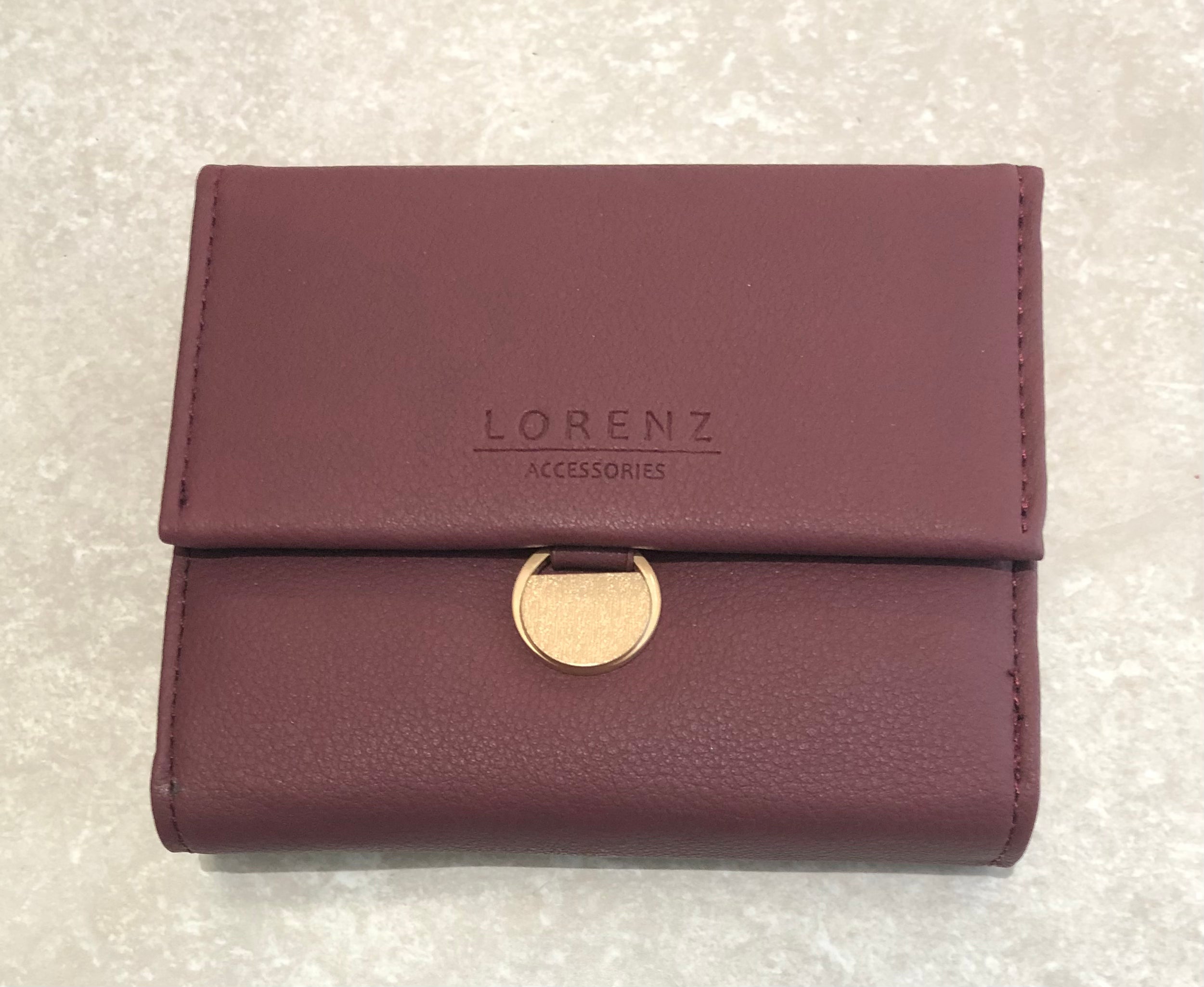 LORENZ RFID PROTECTED SMALL FLAPOVER PURSE WALLET WITH ROSE GOLD