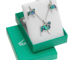 Paua Shell Pug Necklace and Earrings Set