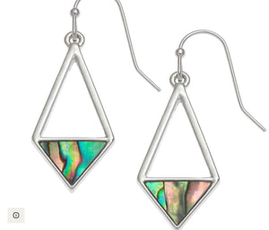 Paua Shell Hanging Triangle Earrings