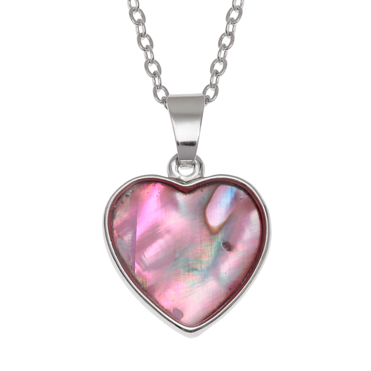 Pink Paua Shell Heart Necklace