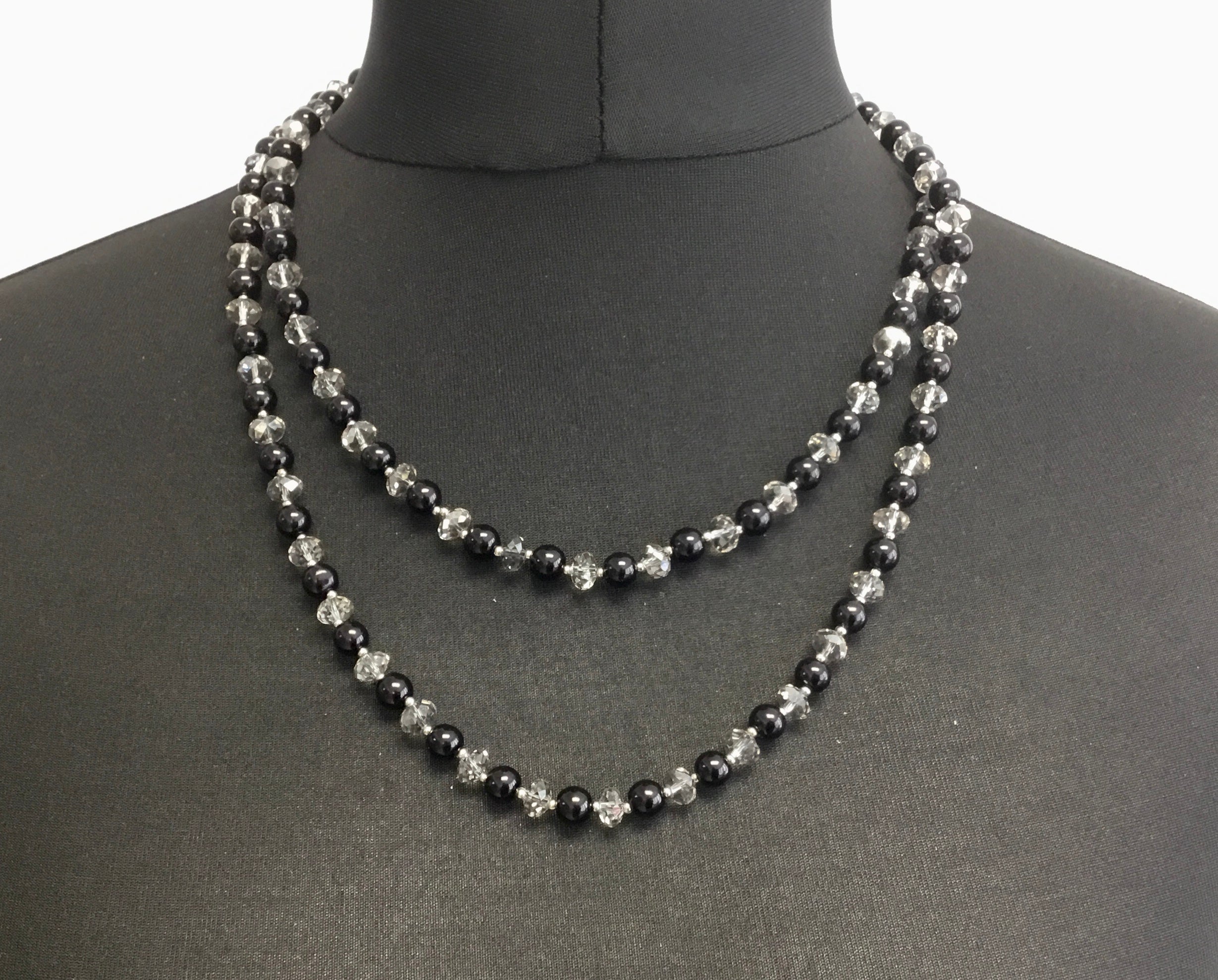 Crystal and Black Bead Necklace.