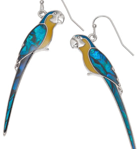 Paua Shell Perched Macaw Earrings