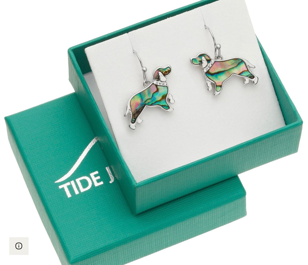 Tj854 Paua Shell Spaniel Earrings