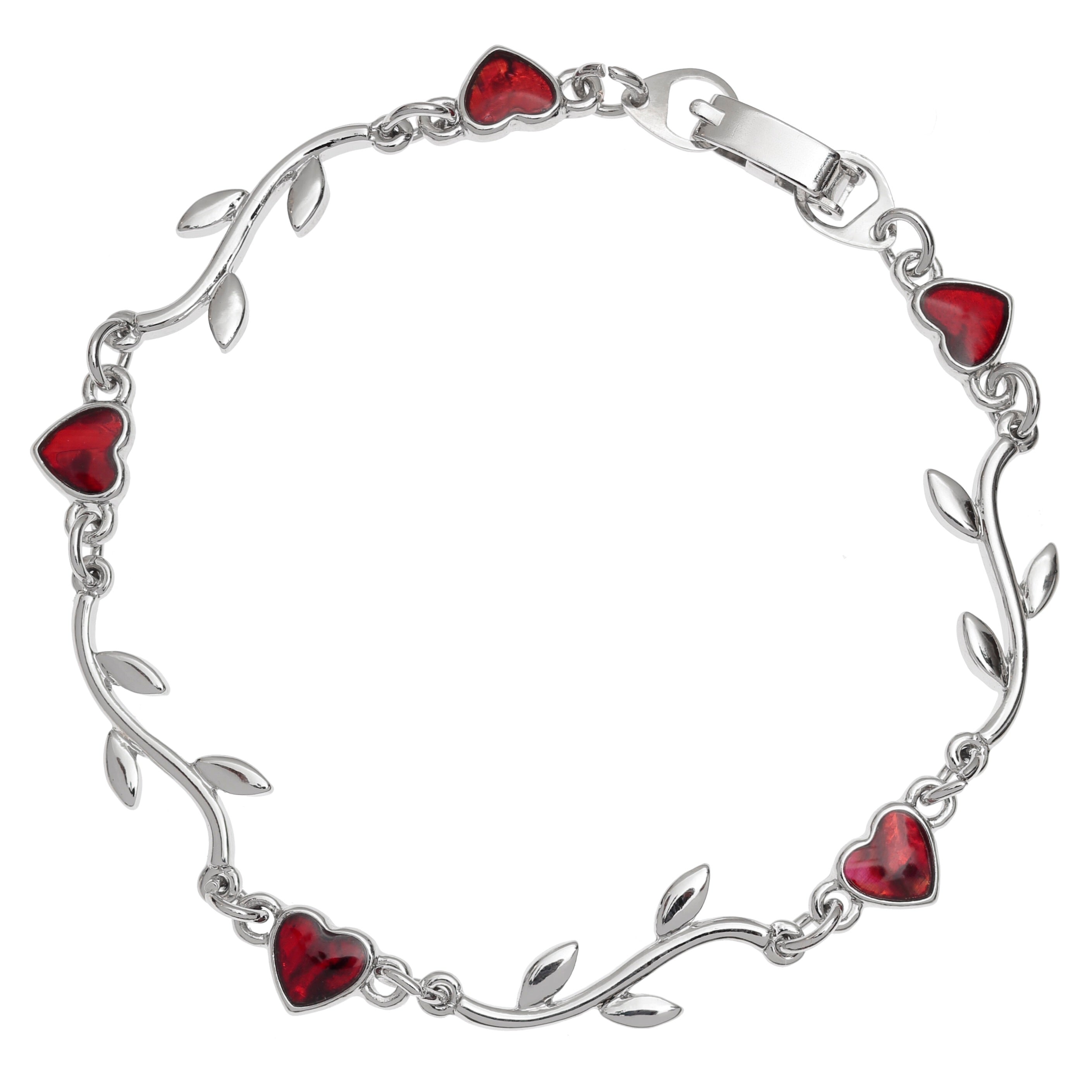 Red Paua Shell Heart and Branch Bracelet