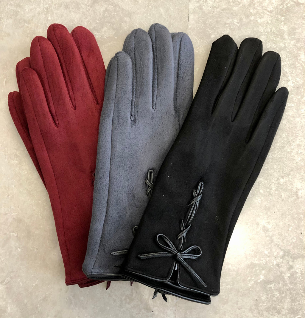 Suedette Gloves with adjustable cord