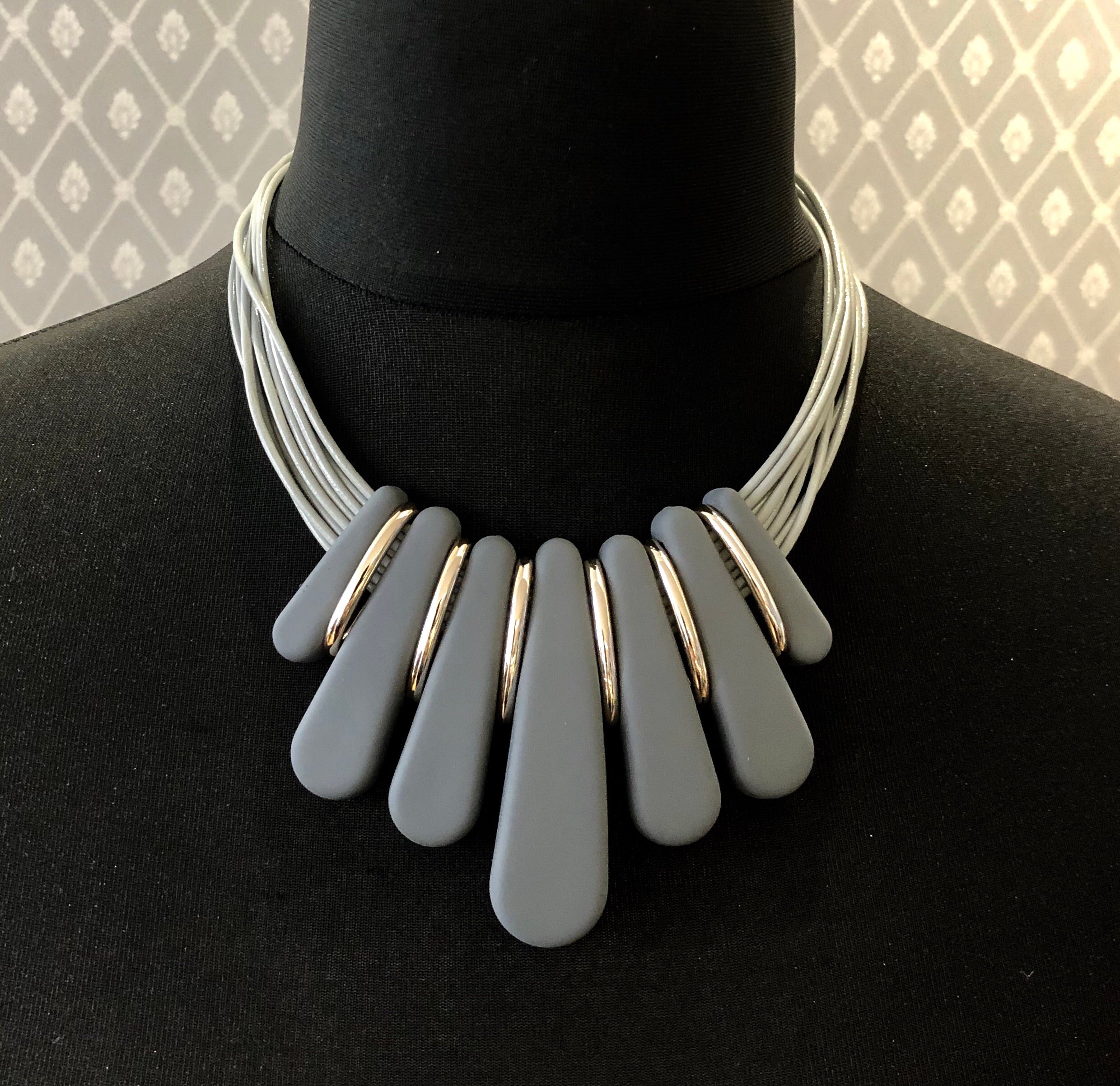 Grey and Rose Gold Statement Necklace