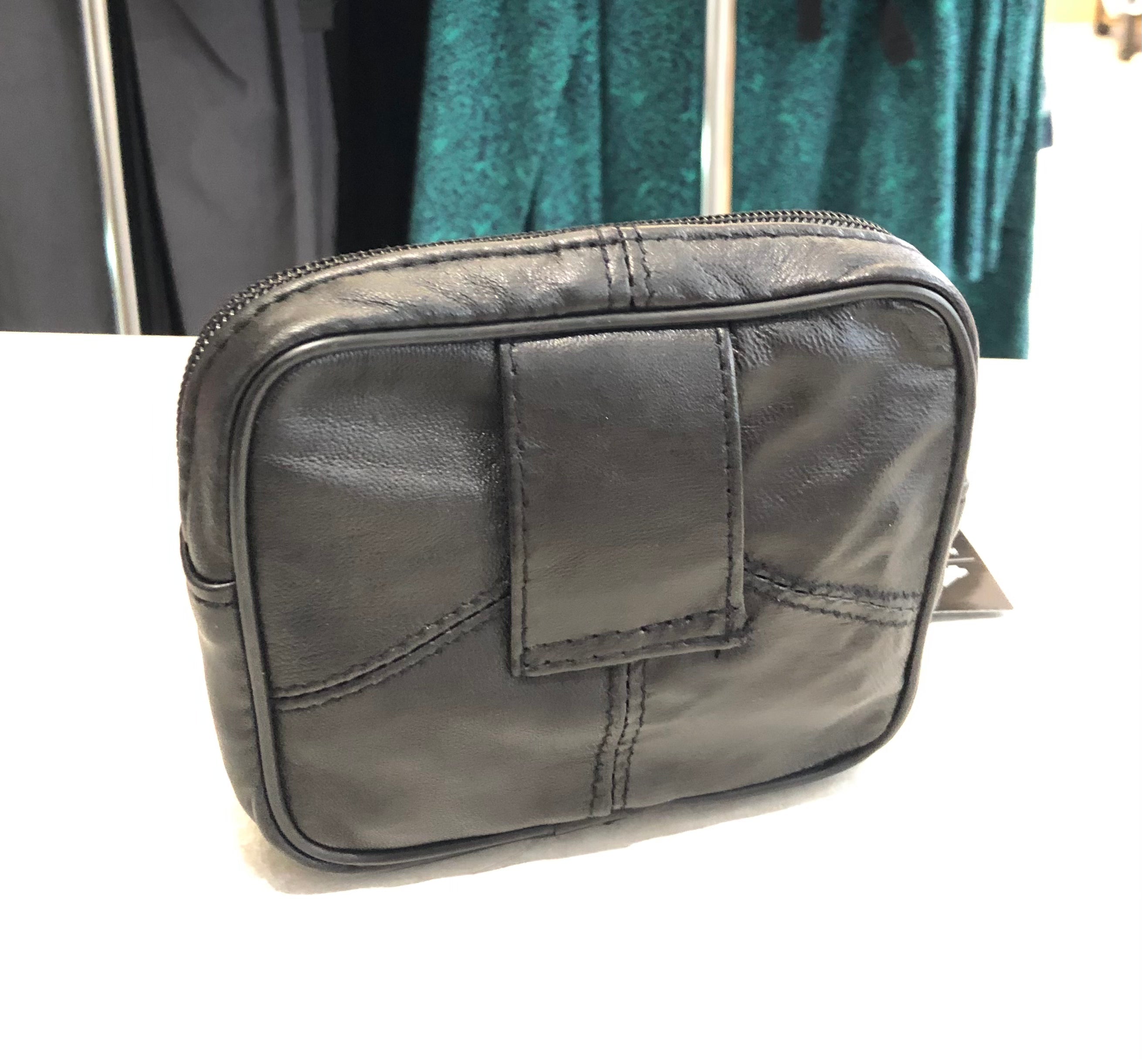 Leather Double Zip Belt Purse