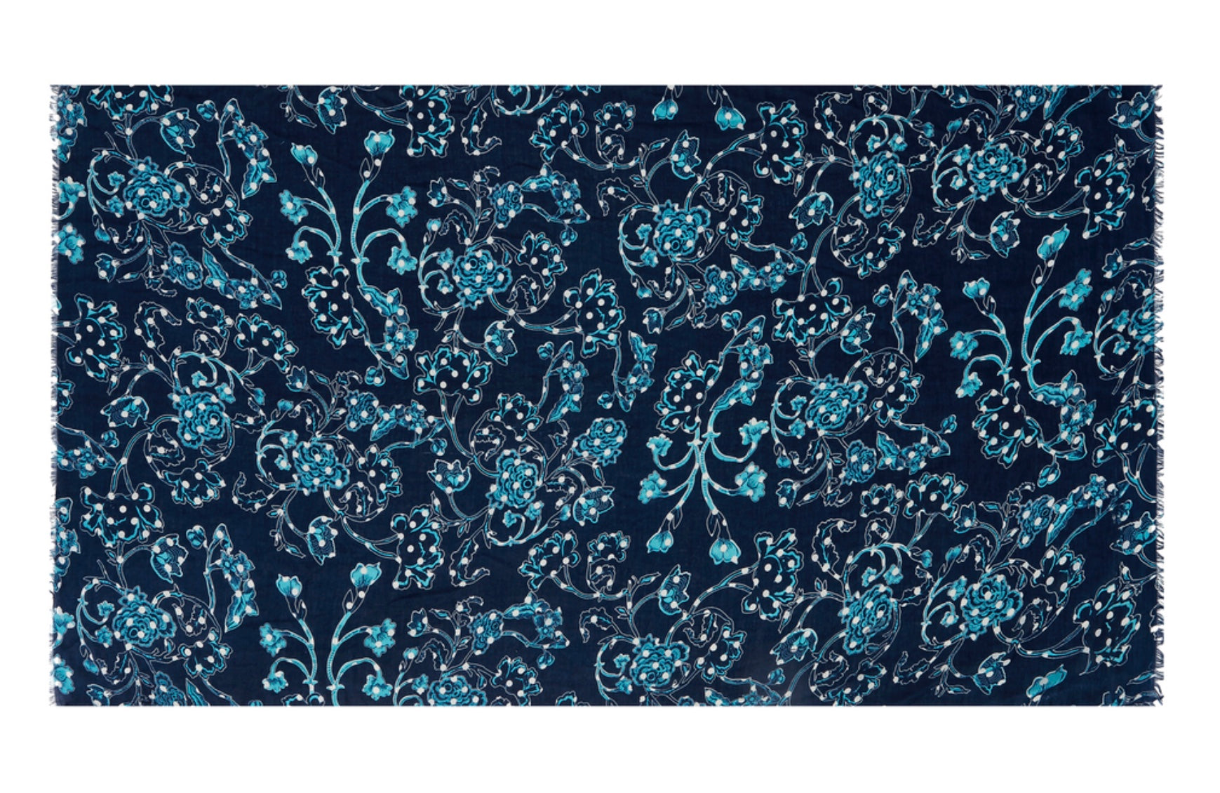 Navy and Turquoise floral Scarf