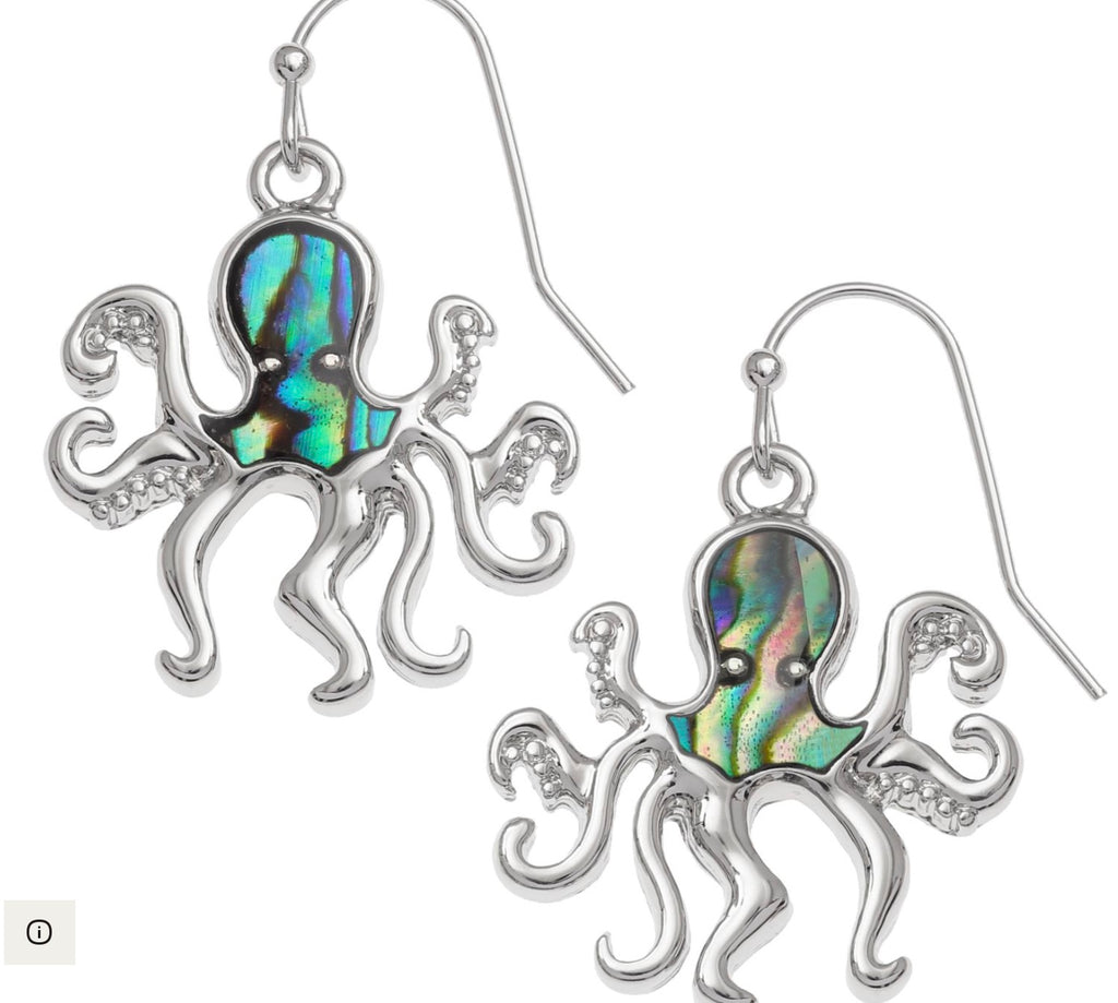 Tj313 Paua Shell Octopus Earrings