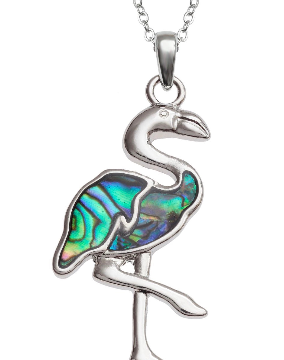 Paua Shell Flamingo Necklace