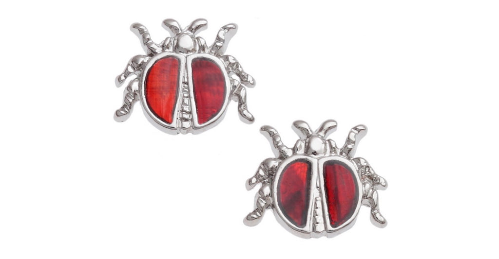 Red Paua Ladybird Stud Earrings