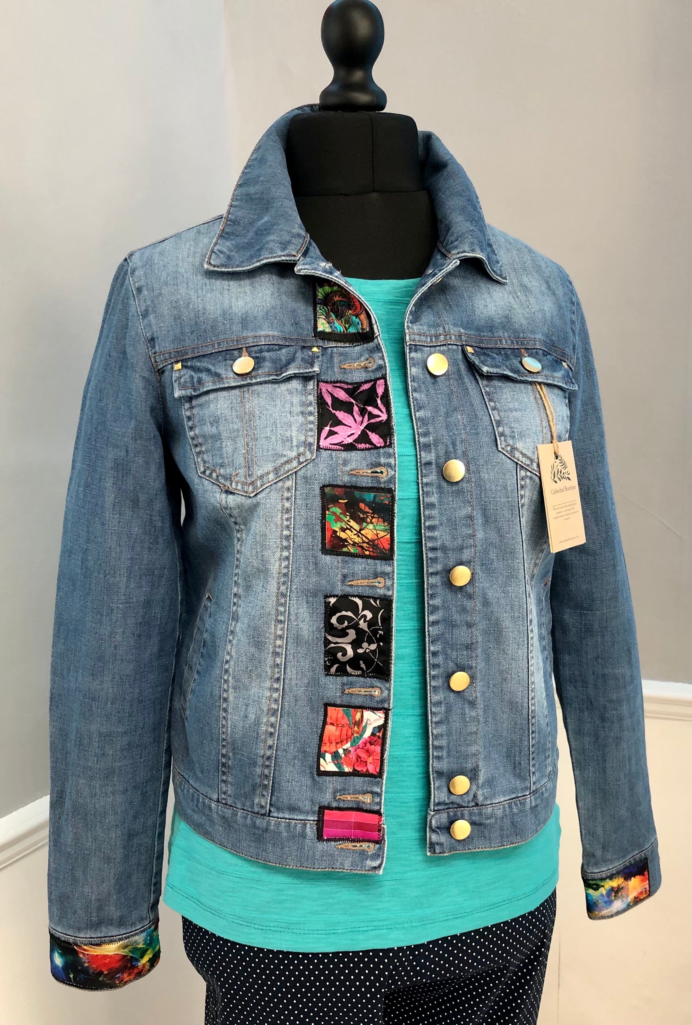 Denim jean store jacket with patches