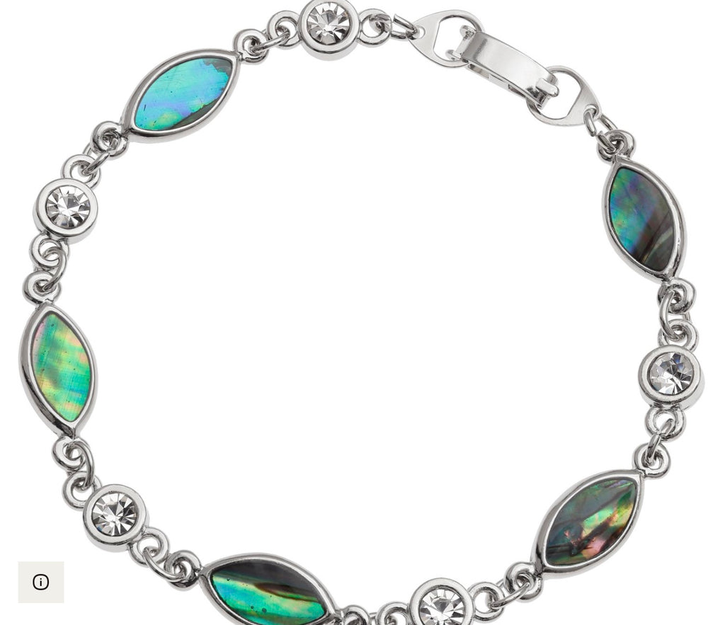 Tj472 Paua Shell Ovals & Crystal Bracelet
