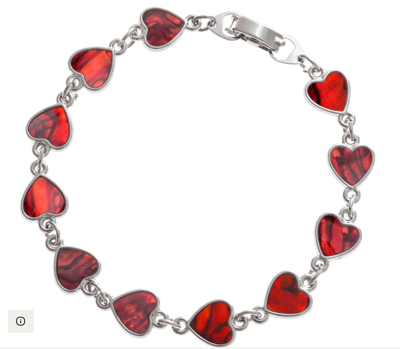 Red Paua Shell Heart Section Bracelet