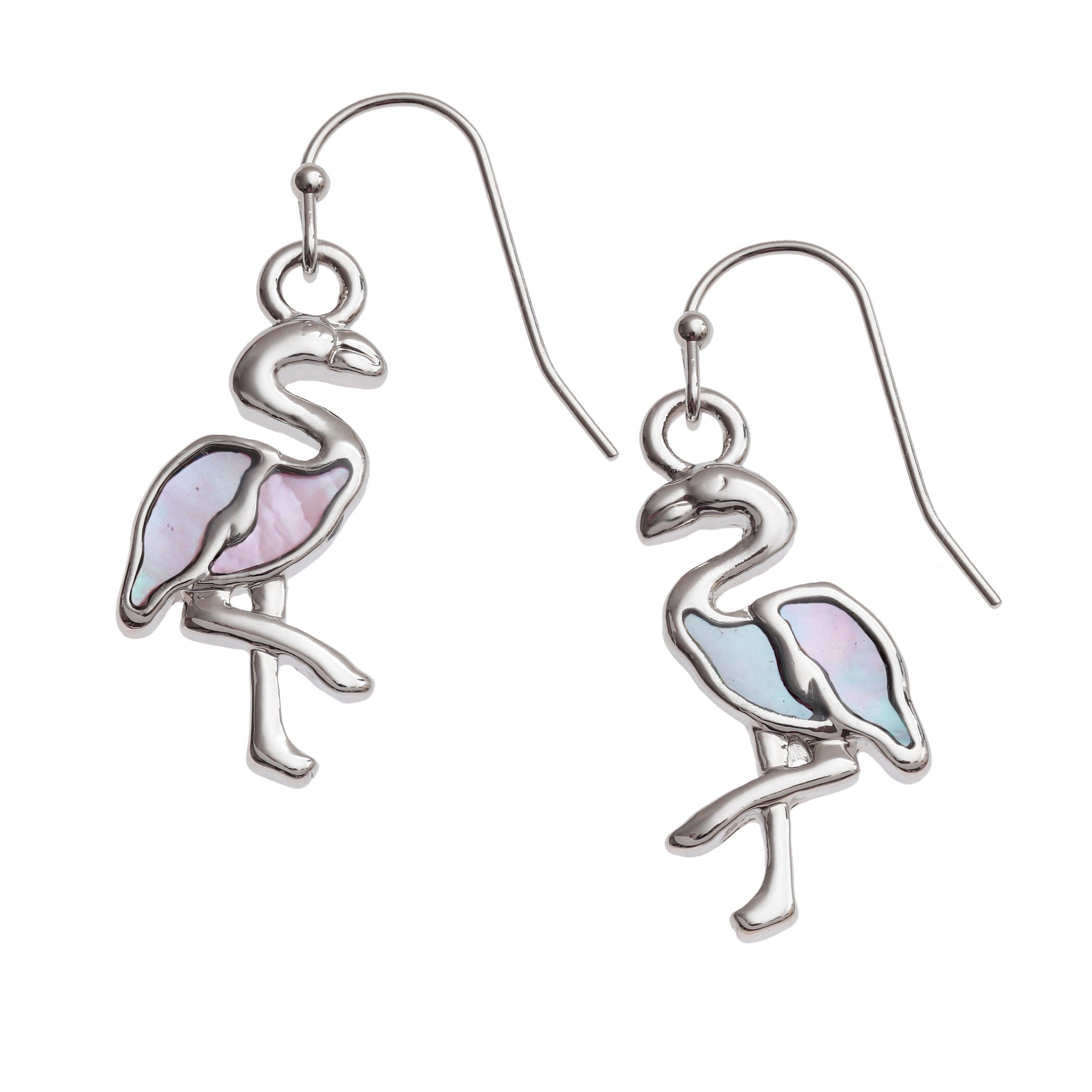 Pink Mother of Pearl Shell Flamingo Earrings