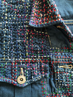 Re-styled Denim Jacket by Trish (silk threads)