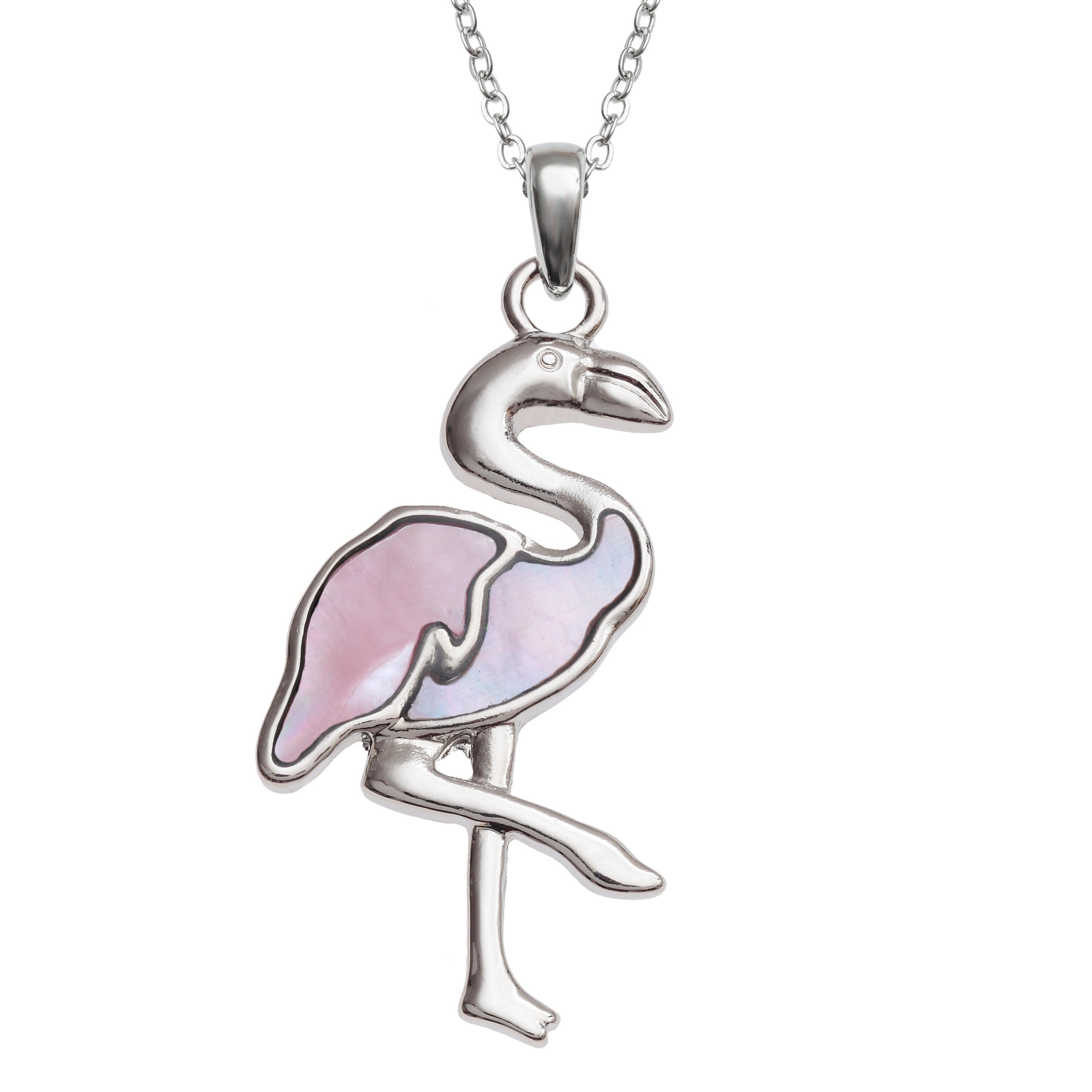 Mother of Pearl Pink Flamingo Pendant