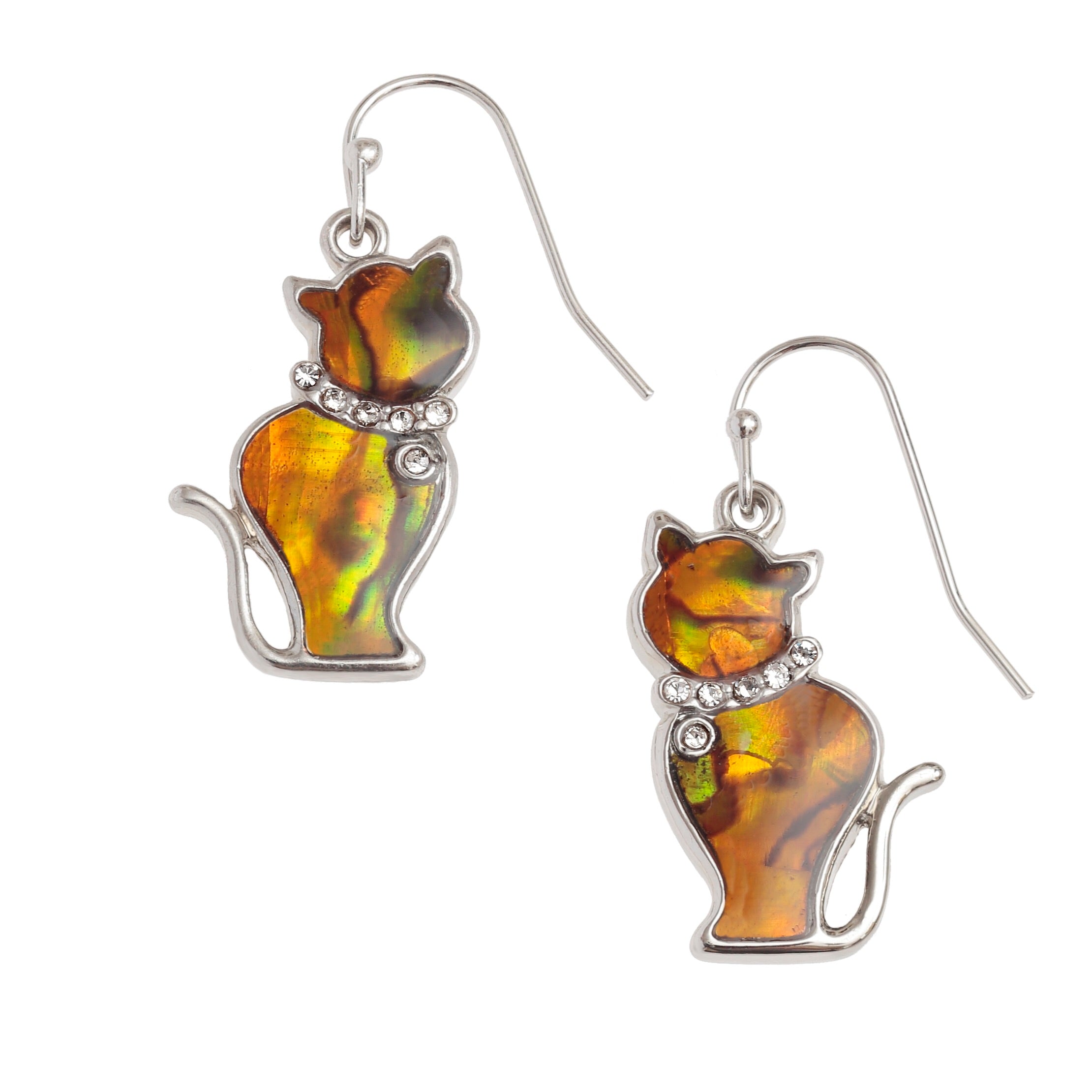 Paua Shell Cat Earrings