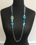 Long Ribbon and Bead Necklace