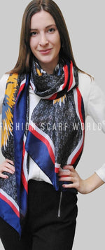 Large Tiger Head Print Silk Scarf