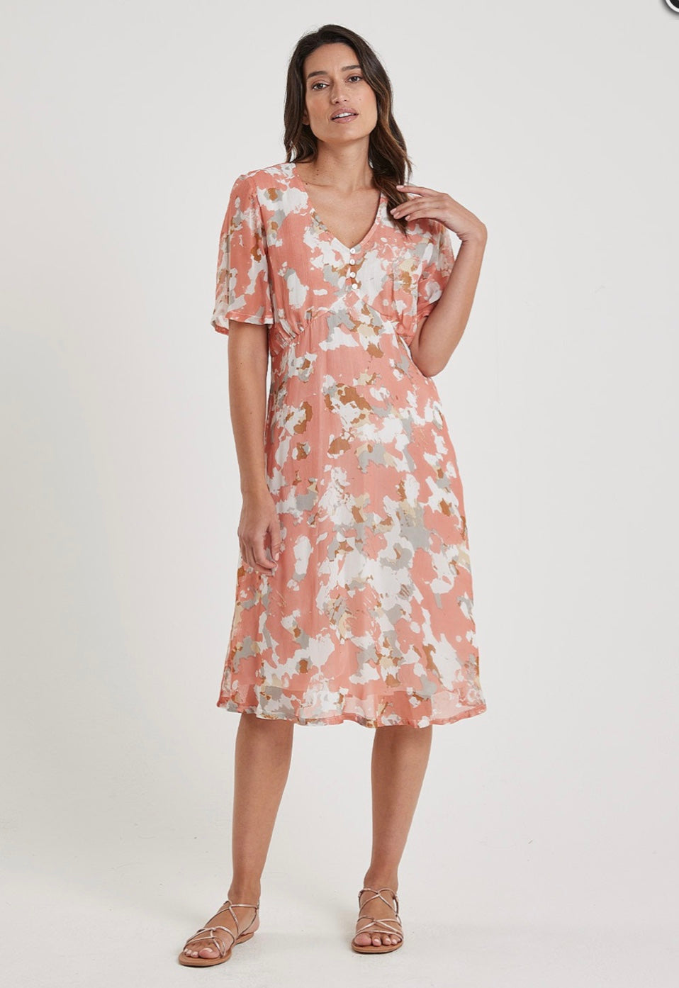 Sandstorm Print Tiffany Dress - Soft Coral/Neutral