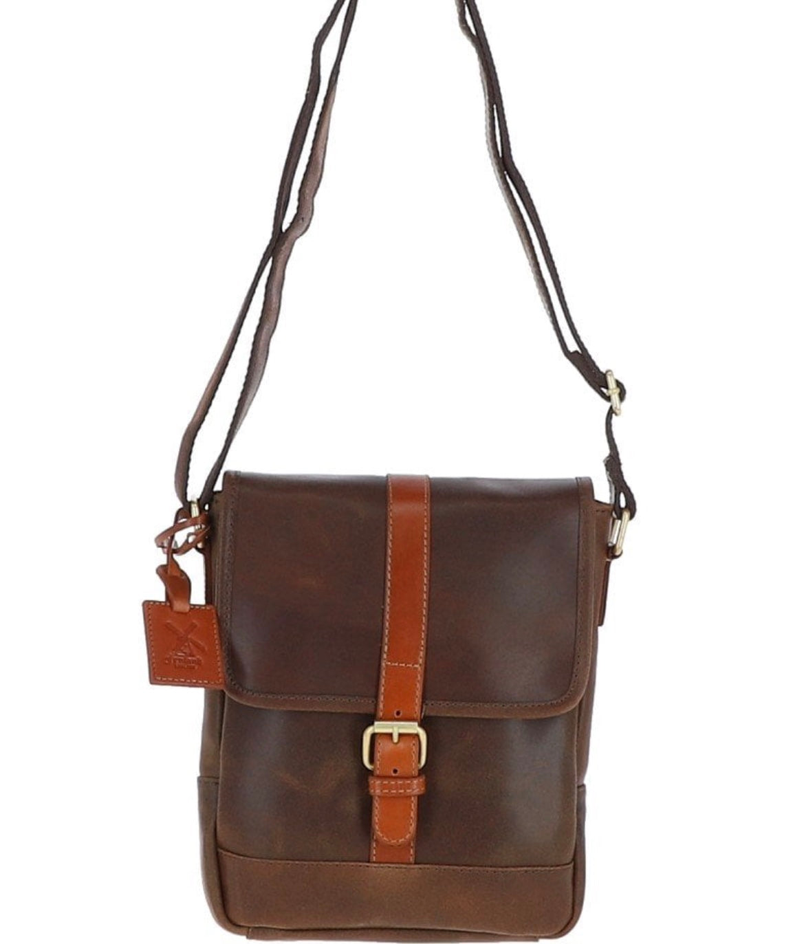 FEN-781 Vintage Cow Oily Leather Travel Bag Brown/Tan