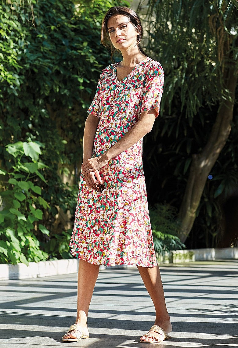 Ella Print Leah Dress - Vintage Red