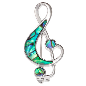 Paua Shell Treble Clef Brooch