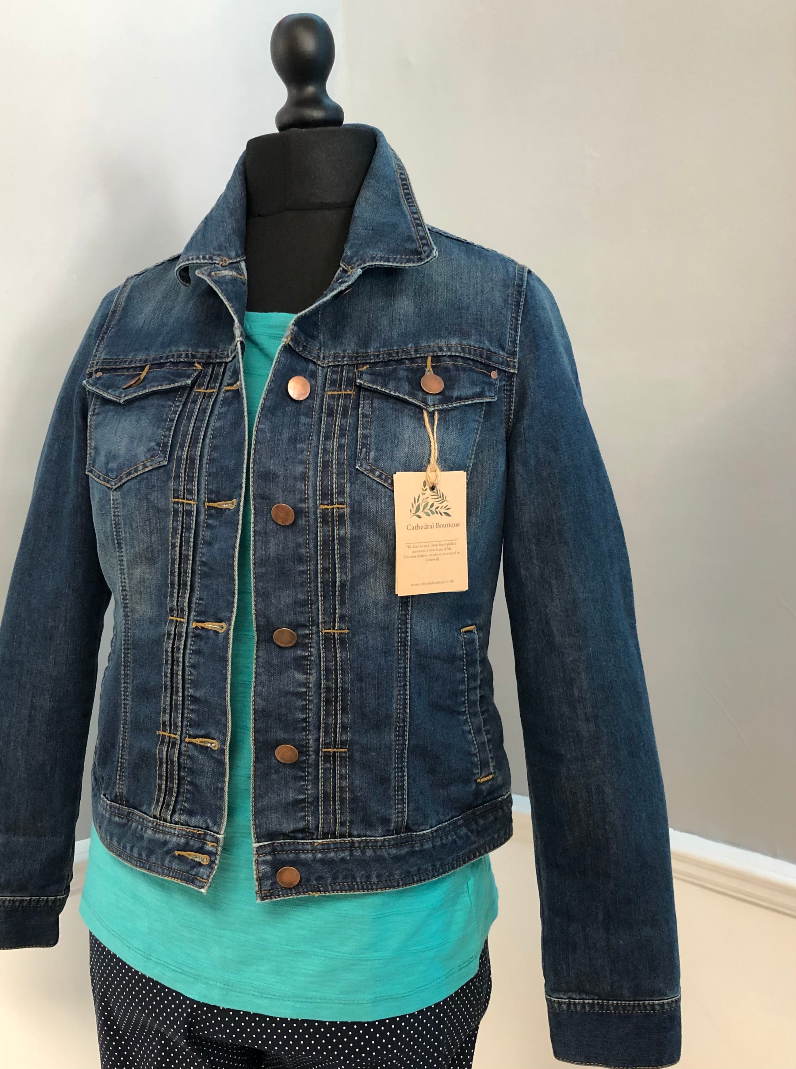Re-Styled Denim Jacket by Trish (hand painted peacock)