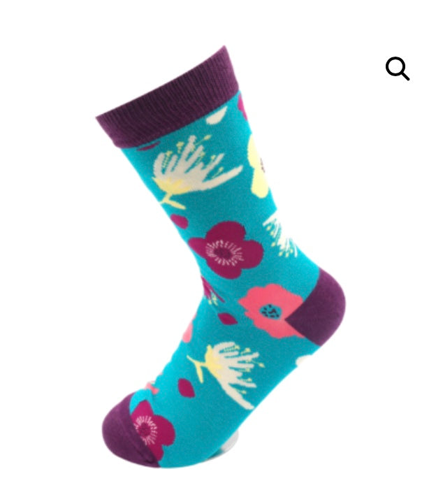 Modern Floral Socks Turquosie