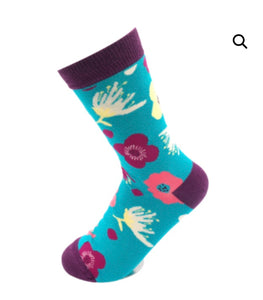 Modern Floral Socks Turquosie