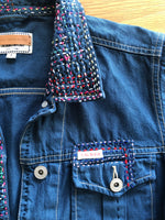 Re-styled Denim Jacket by Trish (silk threads)